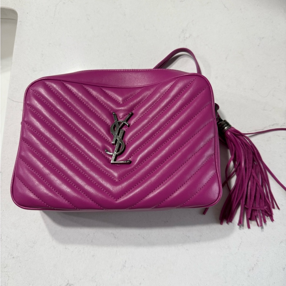 Saint Laurent Fuchsia Quilted Crossbody Bag